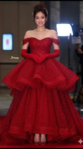 which Blackpink members looks good in ruby colour gown #trending #fypシ゚viral #jisoo #jennie #rose
