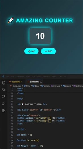 amazing counter using HTML CSS JavaScript #shorts #coding #trending #viralvideo