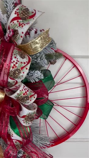 Christmas Bicycle Wheel Wreath, Red Bike Wheel Door Decor - Etsy