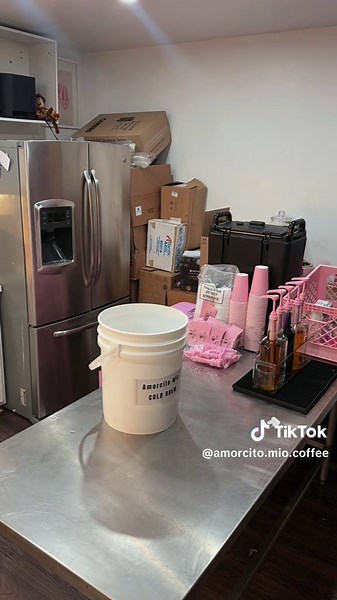 POV: you start a coffee business and your first cold brew batch is in a plain white bucket at midnight First event is this Friday for Amorcito Mío!!! No cart yet. No fancy setup yet. Just faith, hard work, and ALOT OF figuring it out as I go. 🩷☕️#amorcitomiocoffee #smallbuisnessjourney #coffeecart #thankyougod #