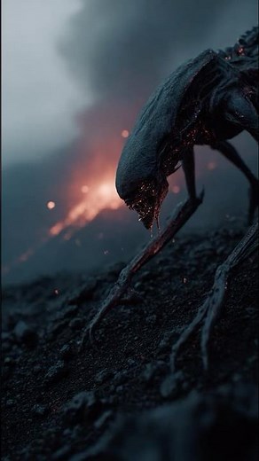 Helicopter Captures Creature Crawling Out of Volcano Crater