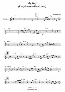 My Way (Easy/Intermediate Level, Tenor Sax) (Frank Sinatra) - Saxophone Sheet Music