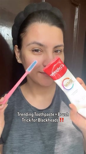 Ridhi | Beauty Content Creator📸 on Instagram: "The Internet says: Toothpaste + Soft Brush = Clean Nose 🤌 Here’s how people are doing it: 🟣 Apply a tiny layer of toothpaste 🟣 Use a soft toothbrush and gently exfoliate 🟣 Let it sit for 1–2 mins 🟣 Wash → Moisturize immediately ✨ Optional hack: Steam beforehand for even better results. #thebrowngirlskincare #blackheads #blackheadsremoval #toothpastetrick #diyblackheadremover #viralhacks #trendinghacks #explorehacks"