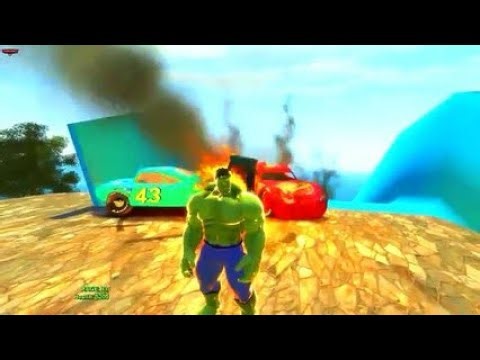 Аvengers Hulk smash Lightning McQueen Dinoco King 43 Guido Disney pixar cars Maple Valley Raceway