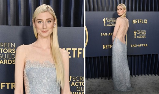 Elizabeth Debicki Wins 2024 SAG Award in Backless Armani Privé Dress With Sparkling Beading