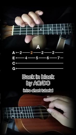 "Back in black (intro) - AC/DC | Ukulele Short Tutorial #ukuleletutorial #ukuleleshorts"