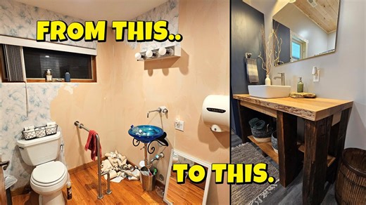 What happens when you turn scrap wood into a stunning rustic oak vanity