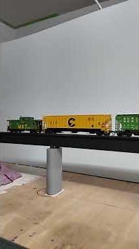 First train across new train layout bridge