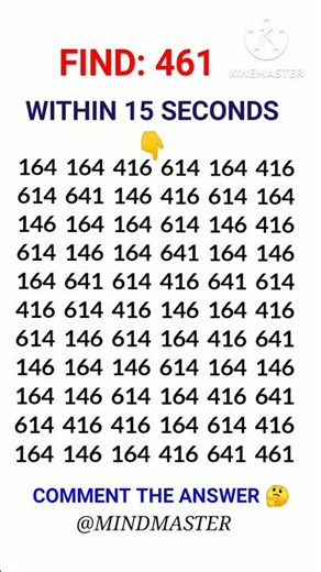 FIND THE NUMBER #461 WITHIN 15 SECONDS||#iqtest#logicpuzzles#song#findnumber#trending#viral#shorts