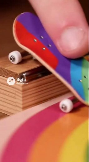 ASMR Rainbow Mini Tek Deck Skate Park | Hyper-Real Fingerboard Tricks in 8K