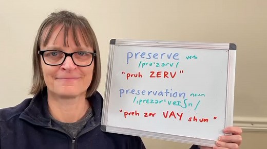 How to Pronounce Preserve (verb) and Preservation (noun). | Speech Modification