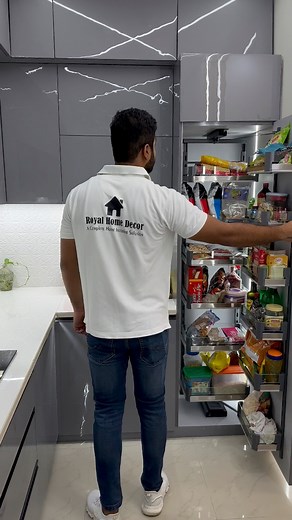 Modular kitchen designed by Royal Home Decor Team. #interiordesign #modularkitchendesign #turnkeyprojects #inotech #acrylic #kitchenmakeover #professional #viralvideo | Royal Home Decor