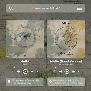 7.9K views · 762 reactions | Wer u? All over the MAPA!  SB19's MAPA is one of the top song searches in Google's Year in Search 2021 & MAPA (Band Version) in collaboration with Ben&Ben is featured in US Secretary Antony Blinken's On The Road playlist. Really, music takes us places. 殺 So...A'tin and Liwanag, where to next?  Year in Search 2021: https://bit.ly/YearInSearch21 On The Road Playlist: https://spoti.fi/32Ni5vy | Sony Music Philippines | Facebook