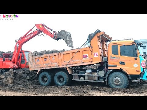 Dump Trucks Carrying and Dumping Soil / Excavators and Diggers / Video of Excavators and Diggers ...