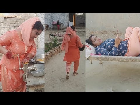 Desi aunty Hands Mehndi Design 🌿 | Dal Ka Halwa Recipe 🍲 | Pakistani Village Family Vlog