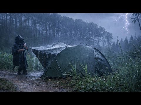 CAMPING IN SUPER HEAVY RAIN | Relaxing in a Warm Tent with the Sound of Rain on the Tent Roof