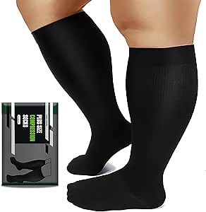 DHSO Plus Size Compression Socks for Women & Men, Wide Calf Knee High Socks for Circulation,Support,Nurses,Running,Athletic,Sports