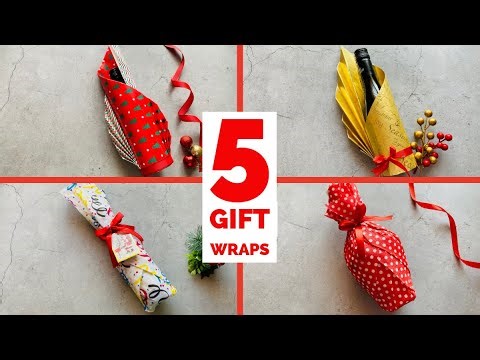 🎄5 Amazing Wine Bottle Gift Wraps | Easy way to Wrap a Bottle | Gift Wrap a Bottle of Wine #giftwrap