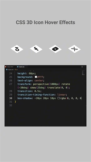 CSS 3D Icon Hover Effects using HTML, CSS and JavaScript