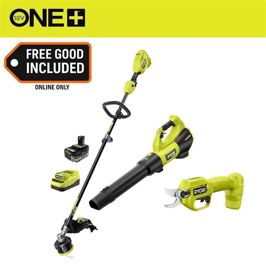 Check The Home Depot's Q&A Before Buying: RYOBI ONE  HP 18V Brushless Cordless Attachment Capable 15" Trimmer and Blower Combo Kit w/ Pruner, 4.0 Ah Battery & Charger