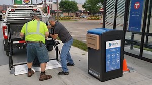 Our newest garbage receptacles are proving that you can be trashy and smart at the same time. This morning six Big Belly trash containers were installed at Richfield's busiest bus stops. These new containers are solar-powered and compact the contents, meaning they need to be emptied with less frequency. They are also equipped with sensors that notify the Public Works Department when they are full. Over the next several months, the city will evaluate whether expanding this pilot project would ben