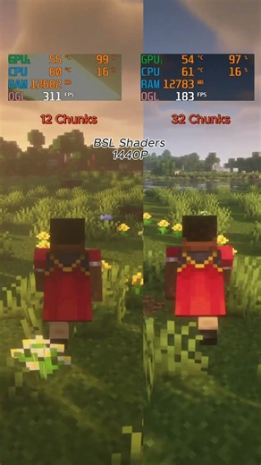 32 Chunks vs 12 Chunks – How Much FPS Do You Gain? | BSL Shaders RX 7900 XTX