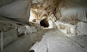 Exploring the Enigmatic Depths: A Journey into a White Cave's Mysterious Interior