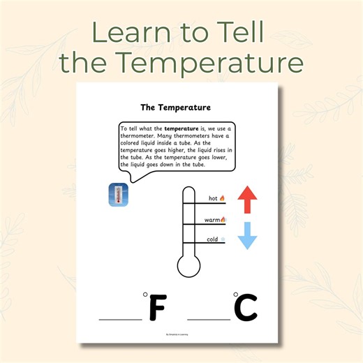 Temperature Learning Printable, Weather Log for Kids, Learn How to Tell the Temperature Educational Template, Monthly Temperature Log - Etsy UK