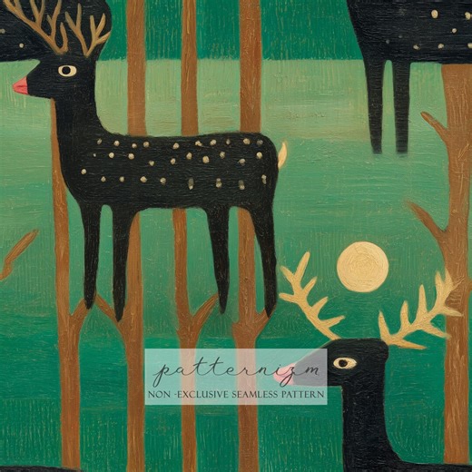Folk Deer Seamless Pattern Digital Paper – Minimal Woodland Animal Art, Scandinavian Repeat Design - Etsy