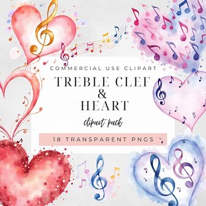 Treble Clef Heart Clipart Bundle | Pastel Music Notes PNG, Colorful Musical Heart Graphics, Music Lover Art, Sublimation, 18 PNG - Etsy Canada