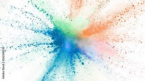 Colorful powder exploding on black background in super slow motion, shot with Phantom Flex 4K