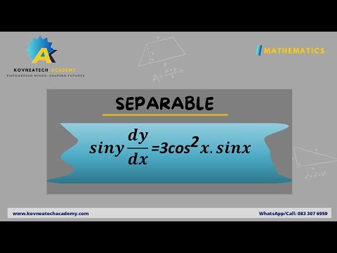 First order differential equation| Equations with separable variables