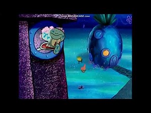 Squidward is trying to take a bath