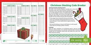 Year 5 Christmas Stocking Code Breaker Worksheets