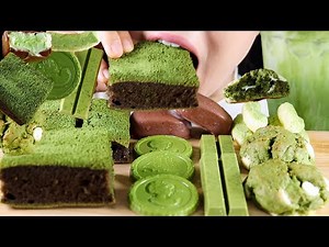 ASMR Matcha Party🍃 Assorted Matcha Desserts & Snacks | Matcha Rice Brownies, Matcha Cookies, KitKat