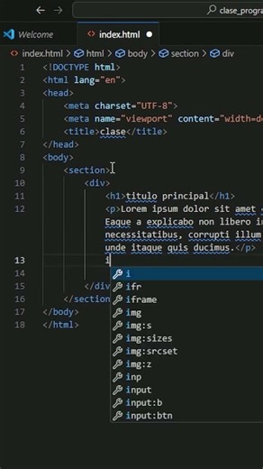 Clase 1 Introducción a HTML – ¡Tu primer paso en creación web! #shorts