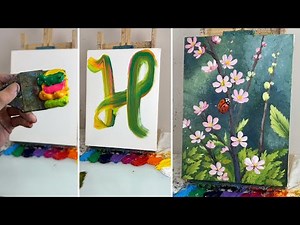 Cherry Blossom and Ladybug | STEP by STEP Acrylic Painting for Beginners