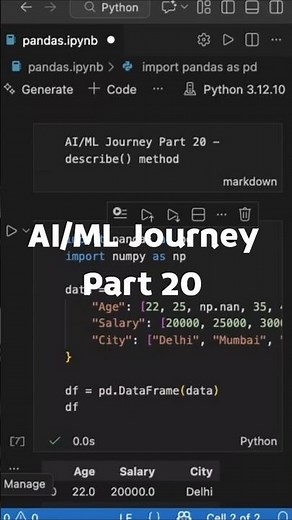 AI/ML Journey Part 20 #ai #reels #shorts #education #python