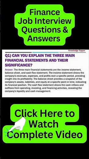 Types of Financial Statement | Finance Interview Questions and Answers