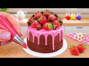 💖 Amazing PINK Strawberry Chocolate Cake! Satisfying Miniature ASMR | Tiny Food