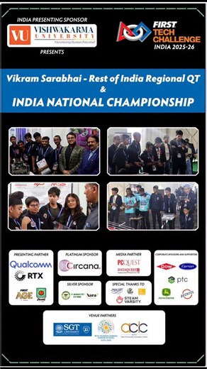 FIRST Tech Challenge India on Instagram: "The Vikram Sarabhai – Regional Qualifier and the India National Championship continued with teams engaging in qualification matches, judging interactions, and strategic collaboration under Vishwakarma University presents FIRST Tech Challenge India 2025–26. Across the arena, students demonstrated technical skill, teamwork, and problem-solving through on-field performance, pit discussions, and design evaluations. The momentum built steadily as teams progre