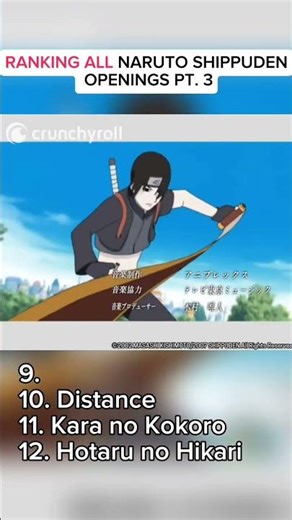 RANK OF ALL NARUTO SHIPPUDEN OPENINGS PT. 3 #naruto #anime #top