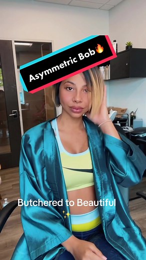 Transformation from Butchered Haircut to Beautiful Asymmetric Bob