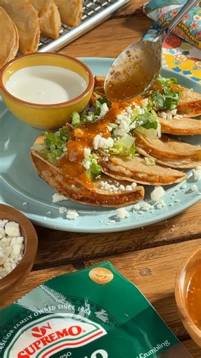 V&V Supremo Foods on Instagram: "✨Marry Me Tacos✨ Recipe below 👇 Okay, so maybe they’re actually just Tacos Dorados de Papa y Queso, but trust us, they’re THAT good! 💍 INGREDIENTS 5 potatoes 4 cups of water Salt to taste 2 tsp garlic powder 1 tsp black pepper 2 cups queso Chihuahua Corn tortillas Garnish: lettuce, chopped V&V Supremo Crema Salsa roja Queso fresco DIRECTIONS 1. Peel and boil your potatoes until tender. 2. Add cooked potatoes into a bowl with Chihuahua Cheese and seasonings. Mix