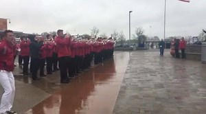 Members of the Marching and Athletic Bands braved the high winds and rain to open Ohio State Day at Cedar Point! | The Ohio State University Marching Band