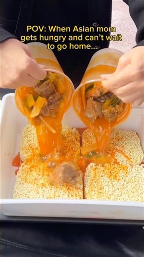 When Asian mom gets hungry and can’t wait to go home… #food #eating #hotpot #ramen #kimchi