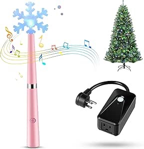 Magic Light Wand, Wireless Remote Control Outlet for Christmas String Lights and Decorations Lights, Remote Magic Wand Switch Kit with Music, Ideas for Kids/Friends/Family (Pink)