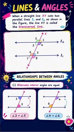 Transversal & Parallel Lines Theorems #shorts #shortsfeed