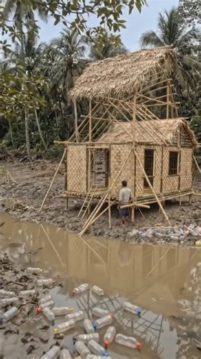 Incredible Floating House Made from Plastic Bottles | Jungle DIY Boat Home Build