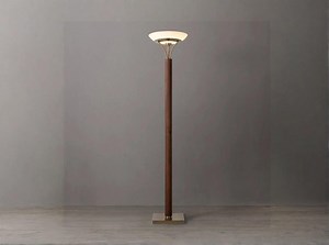 Tambo Torchiere Floor Lamp - Dark Walnut Wood Finish, Weathered Brass, Dimmer - Etsy